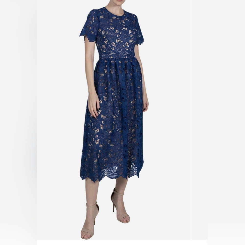 Julia Jordan Floral Lace Cocktail Midi Dress NWT